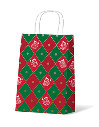 Christmas Santa Diamond Pattern Gift Bags - Medium
