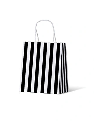 Black and White Striped Gift Bag - Small
