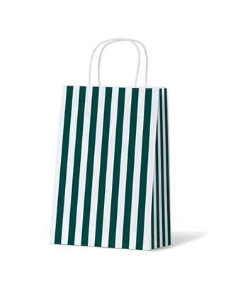 Green and White Striped Gift Bag - Medium