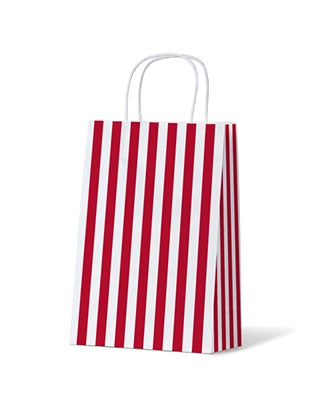 Red and White Striped Gift Bag - Medium