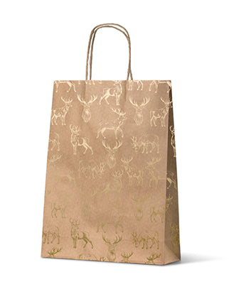 Golden Reindeer Christmas Gift Bag - Large