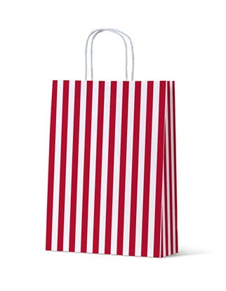 Red and White Striped Gift Bag - Large