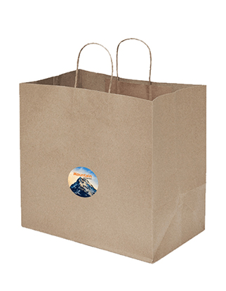 Brown Paper Bag - Takeaway Large with Medium Circle Sticker Bundle