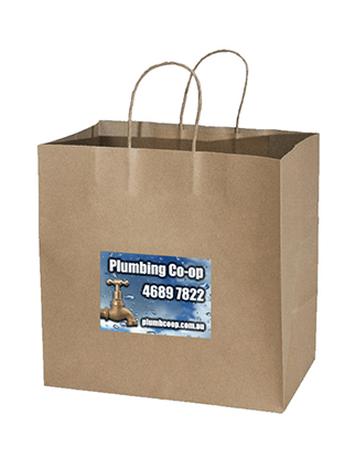 Brown Paper Bag - Takeaway Medium with Large Rectangle Sticker Bundle