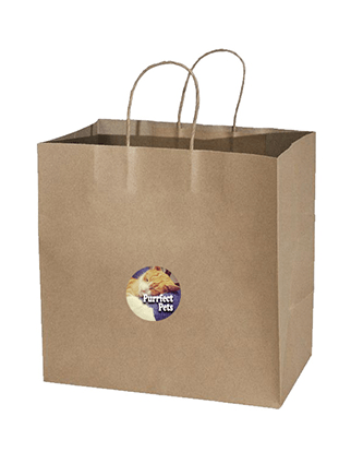 Brown Paper Bag - Takeaway Medium with Medium Circle Sticker Bundle