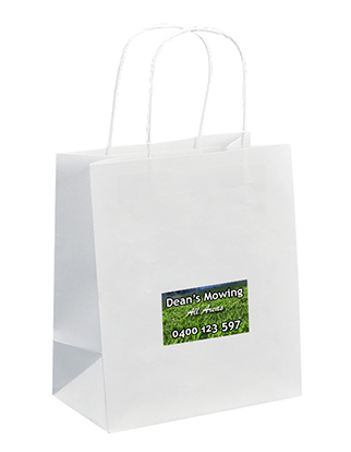 White Paper Bags - Toddler with Small Rectangle Sticker Bundle