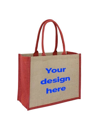 JJute Laminated Tote Bag Red Custom Printed Smartbag