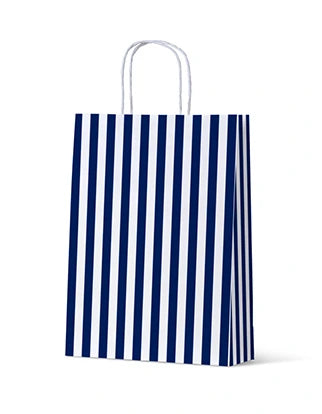Navy and White Striped Gift Bag - Large