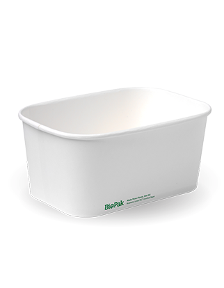 1,000ml White Rectangle PLA Lined Paper Containers