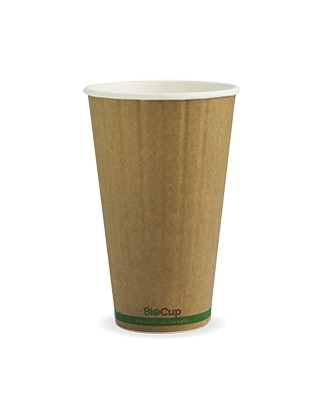 460ml / 16oz (90mm) Kraft Green Stripe Double Wall BioCup