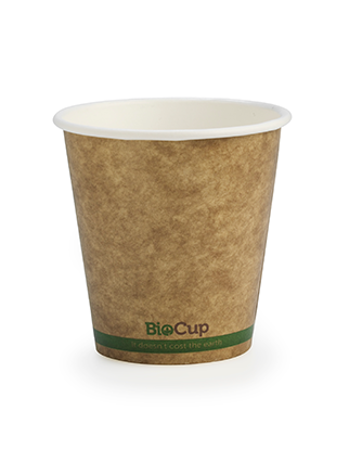 230ml / 6oz (80mm) Kraft Green Stripe Single Wall BioCup