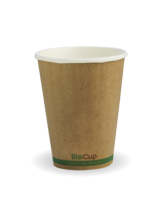 255ml / 8oz (80mm) Kraft Green Stripe Double Wall BioCup