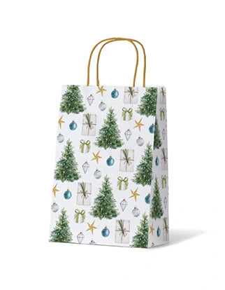 Christmas  Tree Watercolour Gift Bag - Medium