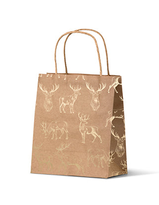 Golden Reindeer Christmas Gift Bag - Small