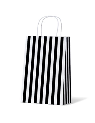 Black and White Striped Gift Bag - Medium