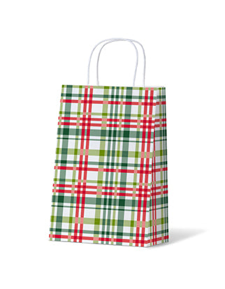 Red and Green Check Gift Bag - Medium