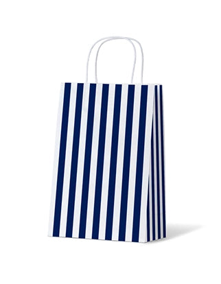 Navy and White Striped Gift Bag - Medium