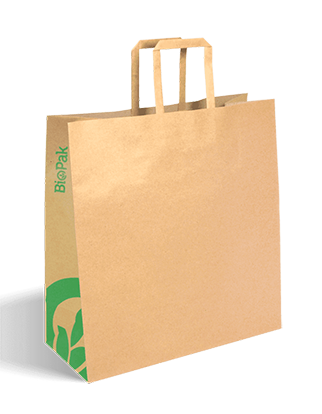 Takeaway Medium Flat Handle Kraft Paper Bags