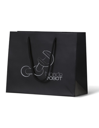 Custom Printed Black Matte Laminated Paper Gift Bags - Medium