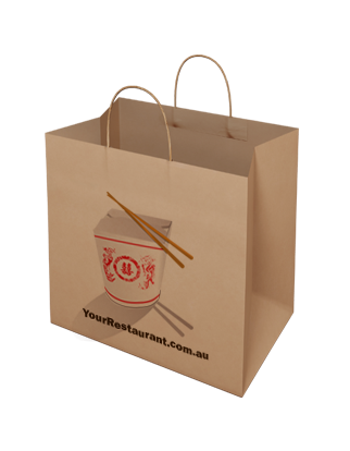 Brown Kraft Paper Bag – Takeaway Large - Custom Printed