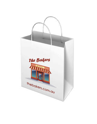 White Kraft Paper Bag – Takeaway Small - Custom Printed