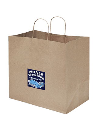 Brown Paper Bag - Takeaway Large with Square Sticker Bundle