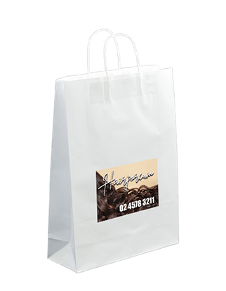 White Paper Bags - Small with Large Rectangle Sticker Bundle