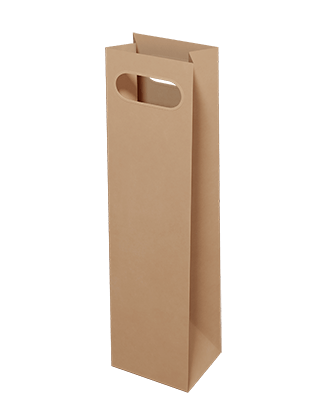 1 Bottle Brown Paper Wine Bag with Diecut handle