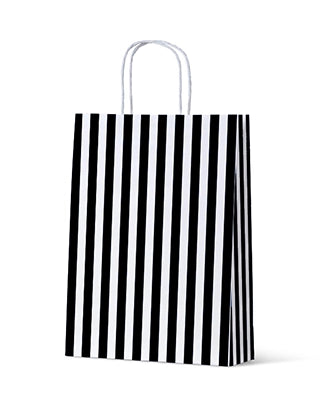 Black and White Striped Gift Bag - Large