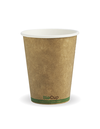 280ml / 8oz (80mm) Kraft Green Stripe Single WallBioCup