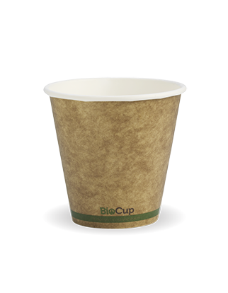 280ml / 8oz (90mm) Kraft Green Stripe Single Wall BioCup