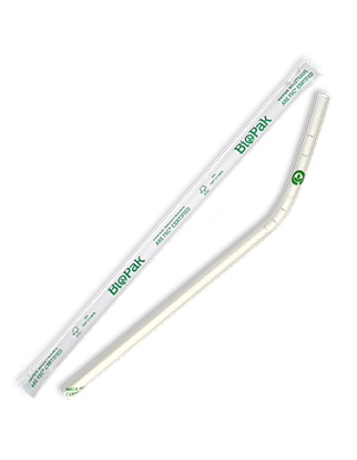 6mm Individually Wrapped Bendy Straw - White